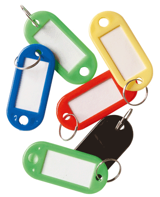 Porte clef avec assortiments de couleurs avec étiquettes le lot de